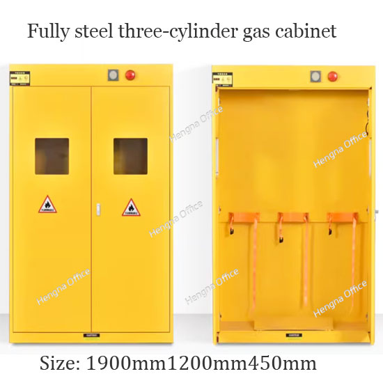 Heavy-Duty 3-Cylinder Gas Storage Cabinet – 1.9m Steel Safety Locker w/ Alloy Buckles