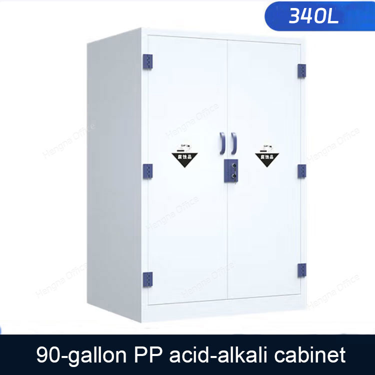 Industrial 90-Gallon (340L) Polypropylene Chemical Storage Cabinet – Acid Resistant w/ 2 Adjustable Shelves