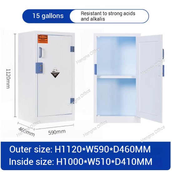 Polypropylene Laboratory Storage Cabinet for Strong Acids and Bases|15 gallons Hengna