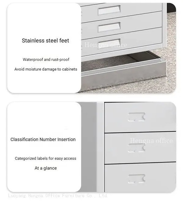 Rust-proof stainless steel feet on lab tissue block cabinet for moisture resistance