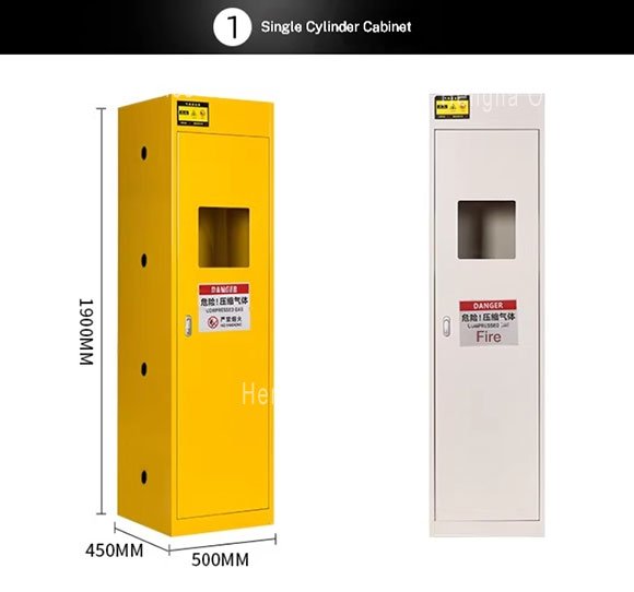 Industrial yellow explosion-proof gas cylinder storage cabinet with single-bottle capacity for workshop safety