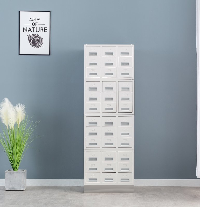 Laboratory microscope slide storage cabinet for research institutes – white modular design with lockable drawers