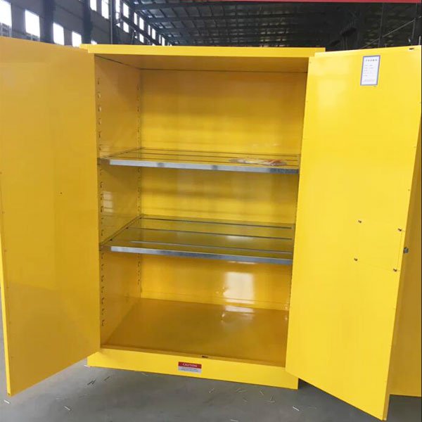 adjustable shelf height settings on flammable storage cabinet