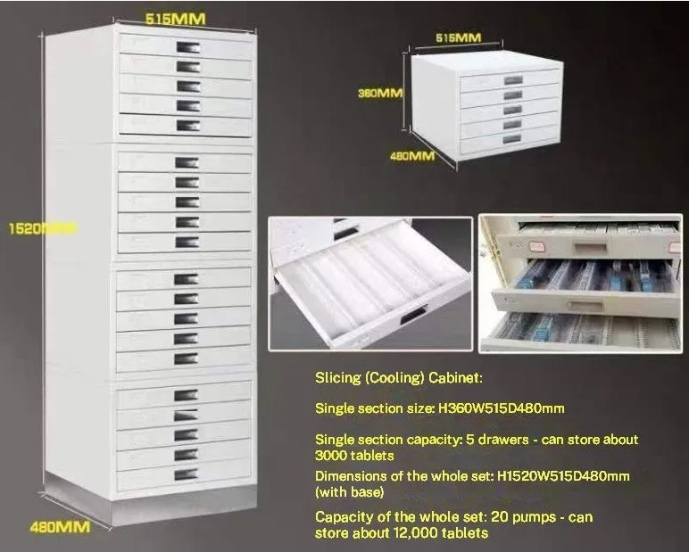 High-capacity 20-drawer pathology slide cabinet for reference lab with 33,000 slide capacity